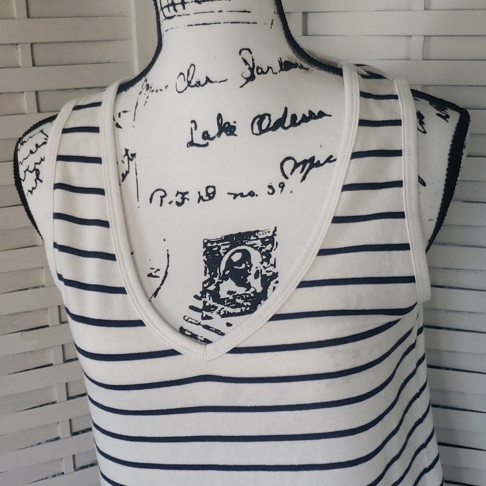 Madewell new white and blue striped sleeveless shirt size S - Picture 2 of 5